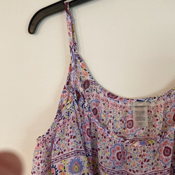 NWOT Beautiful Multi Color Beach Cover up Dress, Cold Shoulder Size M - Picture 5 of 7